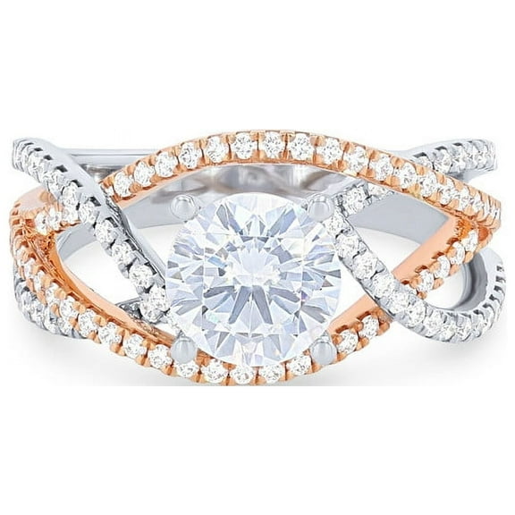 2.30 Ct Round Cut Moissanite Diamond Unique Wedding Ring for Women for her Solid 14K White Gold Size 7 by Diamond-Capitals (D/VVS1)