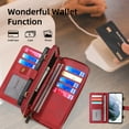 thumbnail image 4 of Galaxy S22 Ultra Wallet Case Premium Leather Flip Zipper Detachable Magnet Wallet Stand Card Holder Case with Crossbody Lanyard Strap Zipper Pocket Cover for Samsung Galaxy S22 Ultra, Red, 4 of 8