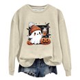 thumbnail image 4 of XAOFW Girls Halloween Sweatshirt Pumpkin Ghost Print Long Sleeve Crewneck Sweatshirts Autumn Winter Cozy Graphic Pullover For Toddler Kids Versatile Top 2-3 Years, 4 of 4
