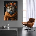 thumbnail image 4 of Mudket Leopard with Orange Flower Crown & Scarf Canvas Wall Art, Warm Autumn Boho Wall Prints Waterproof Canvas for Living Room Bedroom Home Decor , Framed Ready to Hang - 30"L x 20"W, 4 of 9