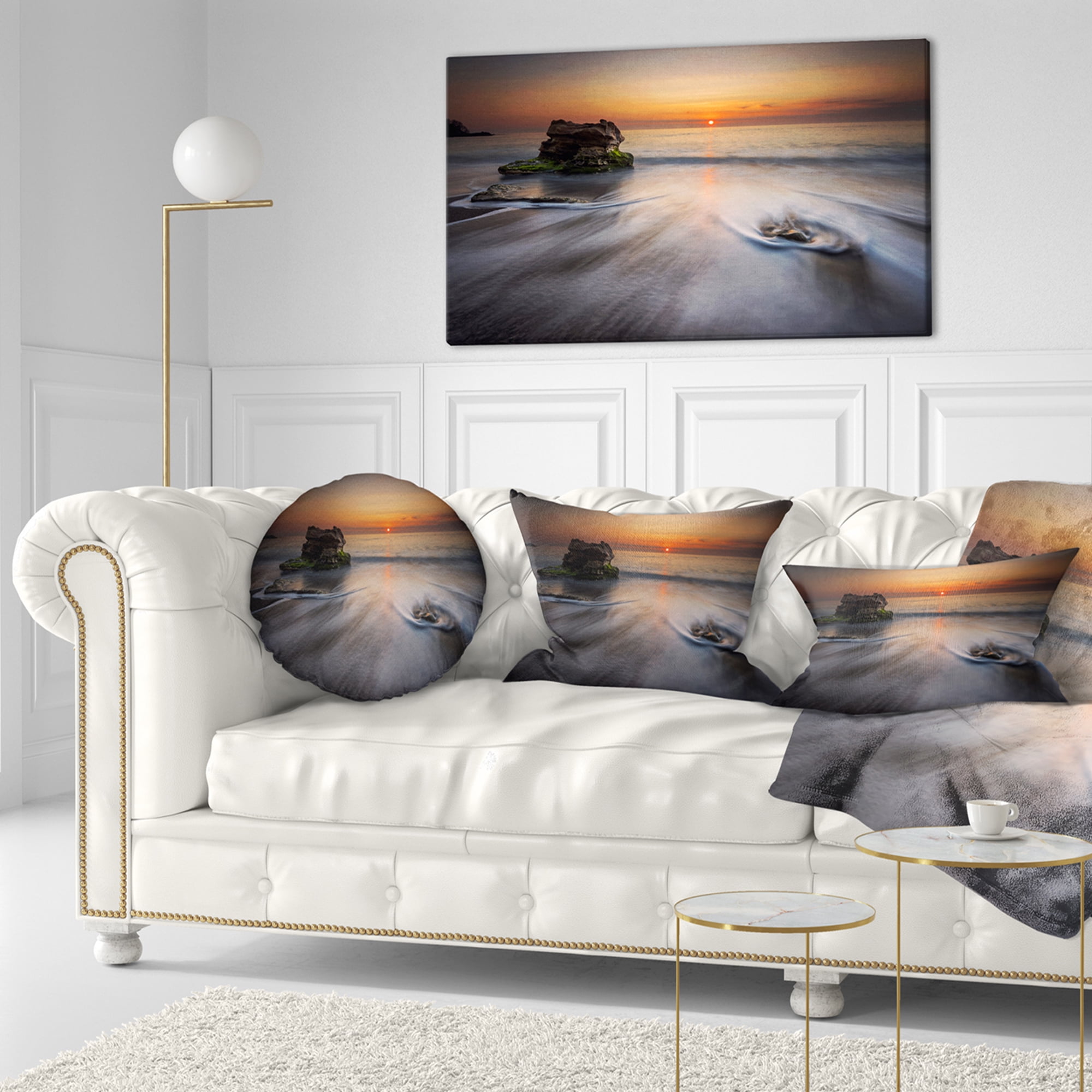 Designart 12" x 20" White Polyester Throw Pillow