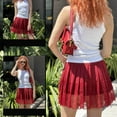 thumbnail image 5 of Women's Lace Trim Mini Skirt Low Rise Pleated Half Slip Skirt Layered Flowy Skirts Underskirt, 5 of 5