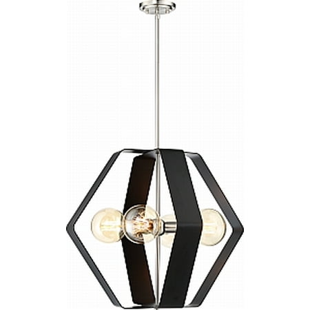 NUVO Lighting Zen 4 Light Matte Black Brushed Nickel Pendant Light Fixture
