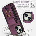 thumbnail image 6 of For iPhone 14 Plus Wallet Case with Card Holder, 360°Rotation Ring Holder Kickstand, 4 Card Slots PU Leather Case, RFID Blocking Magnetic Clasp Protective Cover,Purple, 6 of 15