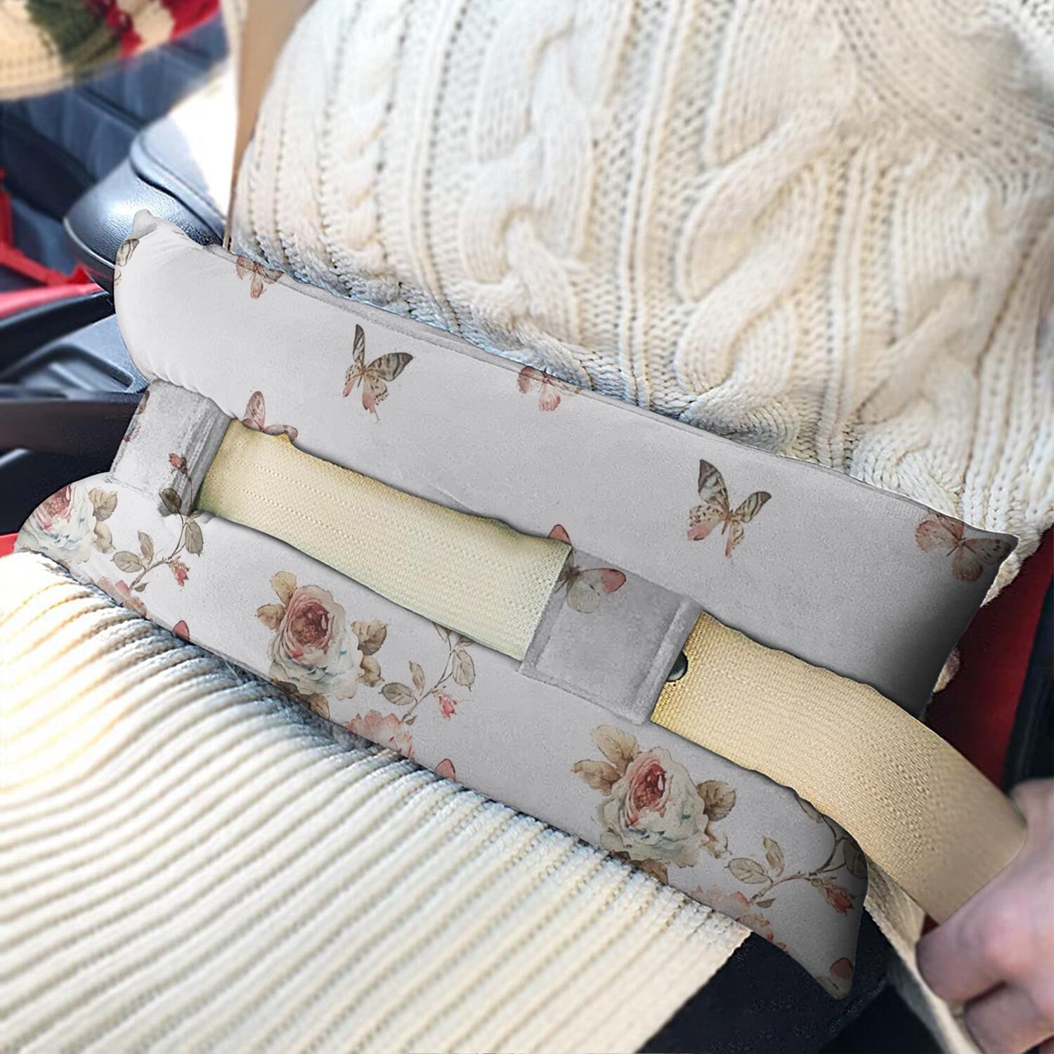 Boho Butterfly Seatbelt Pillow for Post-Surgery - Mastectomy Recovery Cushion with Nature-Inspired Floral Design - Chest Protector for Car