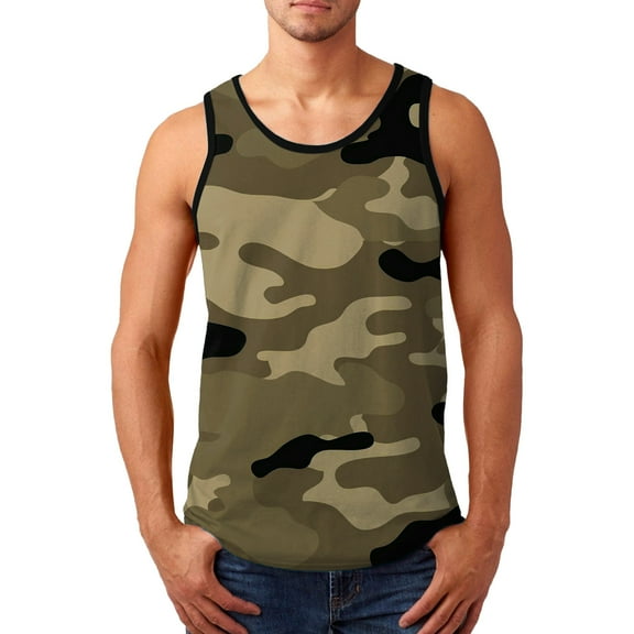 kpoplk Mens Tank Tops,Sleeveless Muscle T Shirts for Men's Fitness, Gym Tank Top for Men Khaki,L