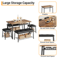thumbnail image 4 of GloryStar 3-Piece Dining Table Set for 2, Small Kitchen Table with Storage Rack, Metal Frame, Square Table & 2 Upholstered Chairs, for Apartment or Dining Room, 4 of 8
