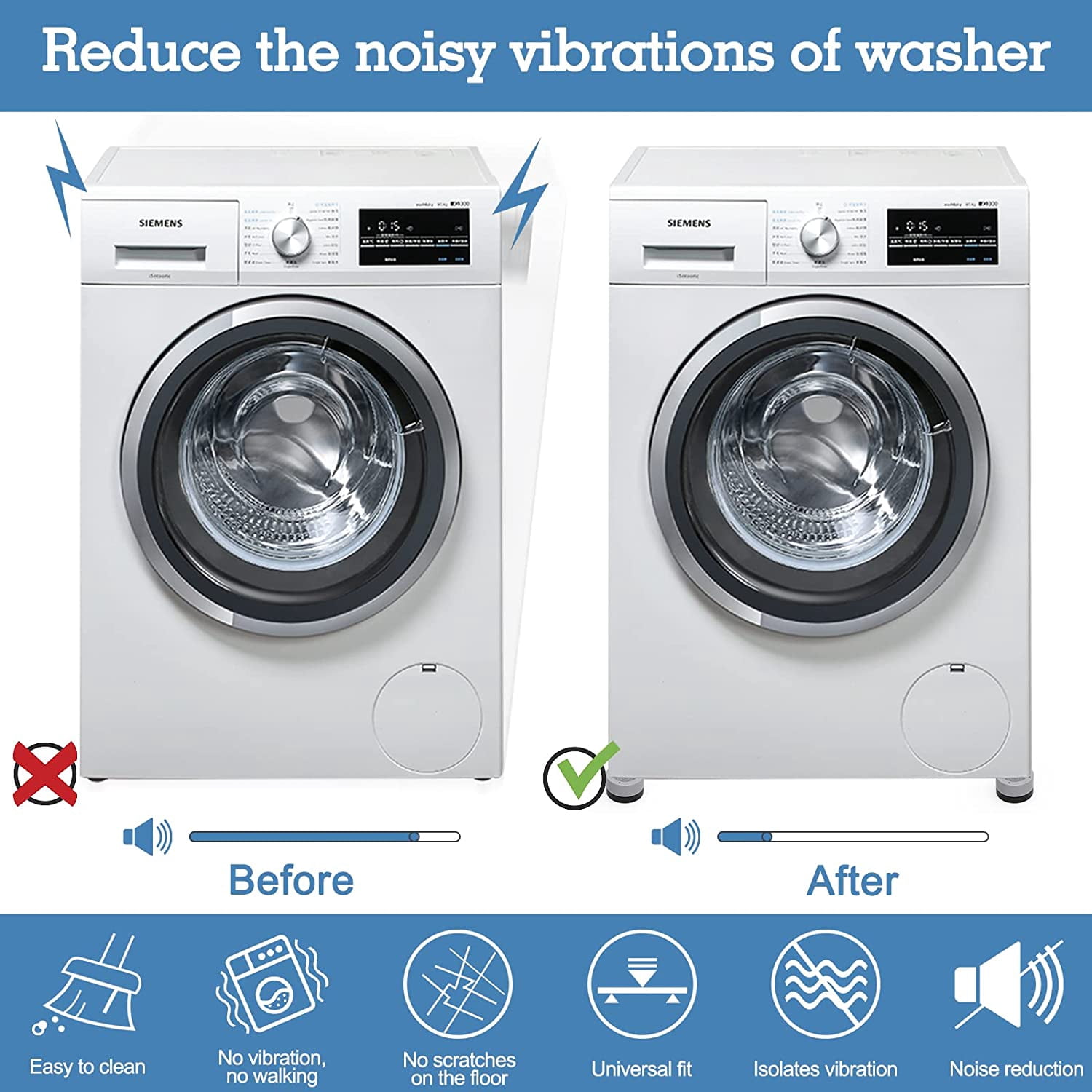 12-Pack Anti-Vibration Rubber Pads for Washing Machine, Washer & Dryer, Dual Design, Universal Fit for Furniture & Appliances