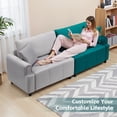 thumbnail image 4 of Feishominoo 87" Upholstered Sectional Sofa, Extra Large Loveseat Couch with Deep Seating and 2 Pillows for Living Room, Gray & Green, 4 of 8