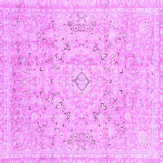Ahgly Company Indoor Square Abstract Purple Modern Area Rugs, 8' Square