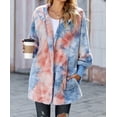 thumbnail image 4 of Women's Tie Dye Soft Fleece Hooded Open Front Coat, 4 of 7