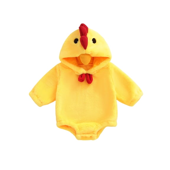 RUINIXCW Toddler Baby Girl Boy Halloween Easter Chick Costume Infant Halloween Animal Cosplay Outfit Chicken Romper Long Sleeve Hooded Plush Bodysuit
