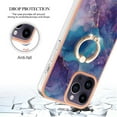 thumbnail image 6 of ELEHOLD Plating Rugged Case For iPhone 15 Pro Max Slim Marble Pattern Heavy Duty Shockproof Stand Cover, with Shiny Rotating Ring Stand, Purple, 6 of 6