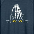 thumbnail image 3 of Instant Message - Skeleton Hand Petting Black Cat Lightweight French Terry Wide Neck Long Sleeve Graphic Shirt, 3 of 6