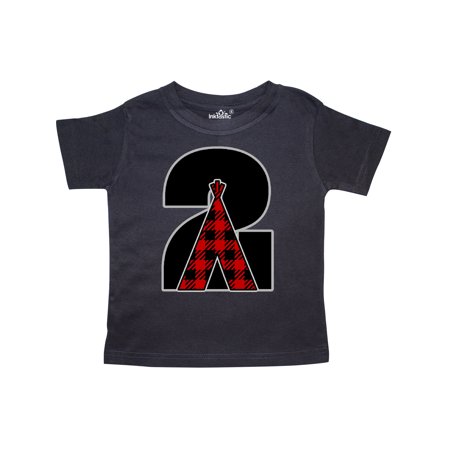 

Inktastic 2nd Birthday Buffalo Plaid Teepee Gift Toddler Boy or Toddler Girl T-Shirt