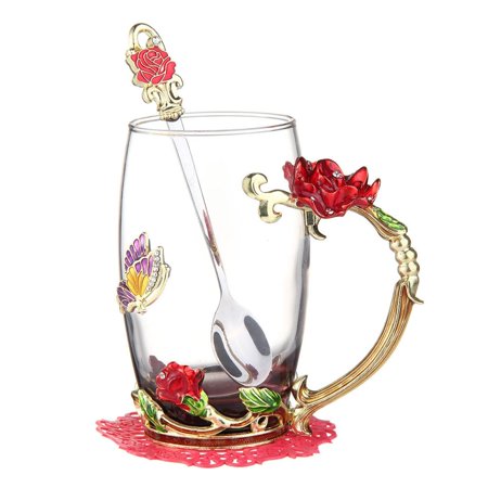 Red Blue Rose Enamel Crystal Tea Cup Coffee Mug Butterfly Rose Painted Flower Water Cups Clear Glass With Spoon Set Perfect Gift Walmart Canada Red Blue Rose Enamel Crystal Tea Cup Coffee Mug Butterfly Rose Painted Flower Water Cups Clear Glass With Spoon Set Perfect Gift Walmart Canada