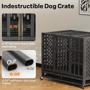 YOKWOK 38 Inch Heavy Duty Dog Crate for Small Dogs, Indestructible Chew-Proof & Escape-Proof Dog Cage for High Anxiety Dogs, Steel Dog Kennel with Locking Wheels & Removable Tray, Black