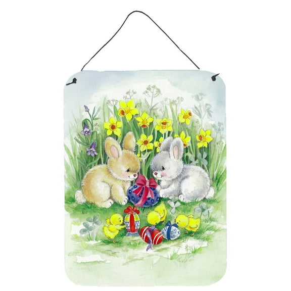Carolines Treasures APH0684DS1216 Easter Bunnies with Eggs Wall or Door Hanging Prints 12x16 multicolor
