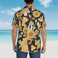 thumbnail image 6 of Easygdp Mushrooms Honeycomb Men's Hawaiian Shirts Print Lapel Short Sleeve for Beach, vacation, party, casual occasions - Large, 6 of 9