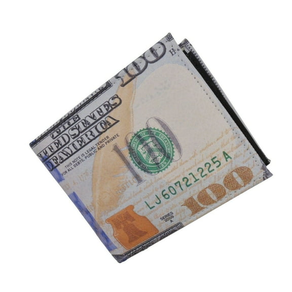 Men's US 100 Dollar Bill Leather Bifold Card Photo Holder Wallet Handbag Purse