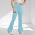 thumbnail image 2 of CHEEREAM Girl's Leggings Cross High Waisted Flare Pants Yoga Bootcut Pants Solid Color Full Length Bell Bottoms, 2 of 7