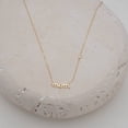thumbnail image 4 of Mercie Sterling Silver Gold Vermeil Name Necklace “Mom” Script Pendant Bezel Set Stone Detail 18 Inch Everyday Wear, 4 of 8