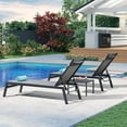 thumbnail image 4 of PURPLE LEAF Outdoor Lounge Chair Set Aluminum Patio Chaise Lounger with Side Table and Pillow for Outside Pool Beach Sunbathing Tanning Recliner Grey, 4 of 12