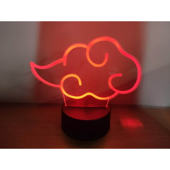 Naruto Akatsuki Red Cloud Symbol Anime LED Night Light 3D LED Light Acrylic Illusion Night Flashing Cool
