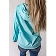 thumbnail image 1 of ABPHQTO Sudadera de mujer color turquesa con capucha, rotos y bolsillo canguro, 1 of 5