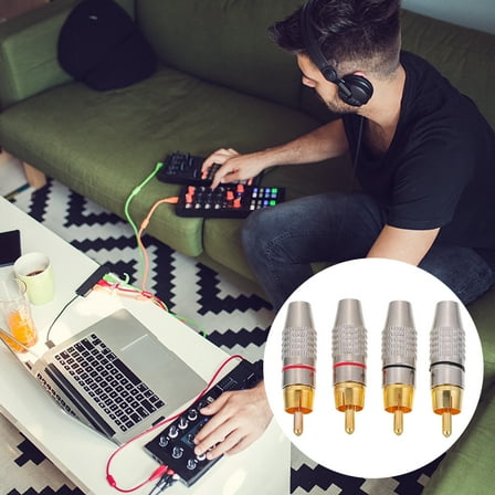 KONTONTY 4Pcs Silver Metal Plugs for Home Theater and Signal Transmission