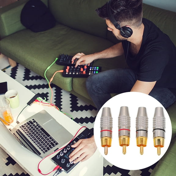 LABSERRON 4Pcs Circular Metal Alloy Speaker Plugs for Home Theater Systems