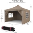 thumbnail image 2 of Carpa Plegable 3x3m con 4 Paredes Laterales, Cenador de Jardín Impermeable con Revestimiento de PU, Estructura de Acero Robusta, Toldo para Eventos, Mercados y Terrazas, Color Caqui Elegante, 2 of 7