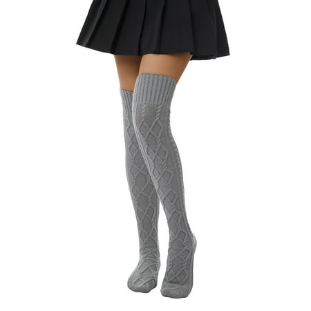 

Womens Thigh High Knitted Socks Over the Knee High Long Tube Socks Leg Warmers for Fall Winter