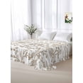 thumbnail image 5 of Khaki Flower Twim Size Flat Sheet, Wrinkleproof & Fadeproof Cooling Flat Bed Sheet Only, Vintage Farmhouse Boho Leaf Spring Plant Breathable Soft Bedding Top Sheets 66 x 96 Inches, 5 of 8