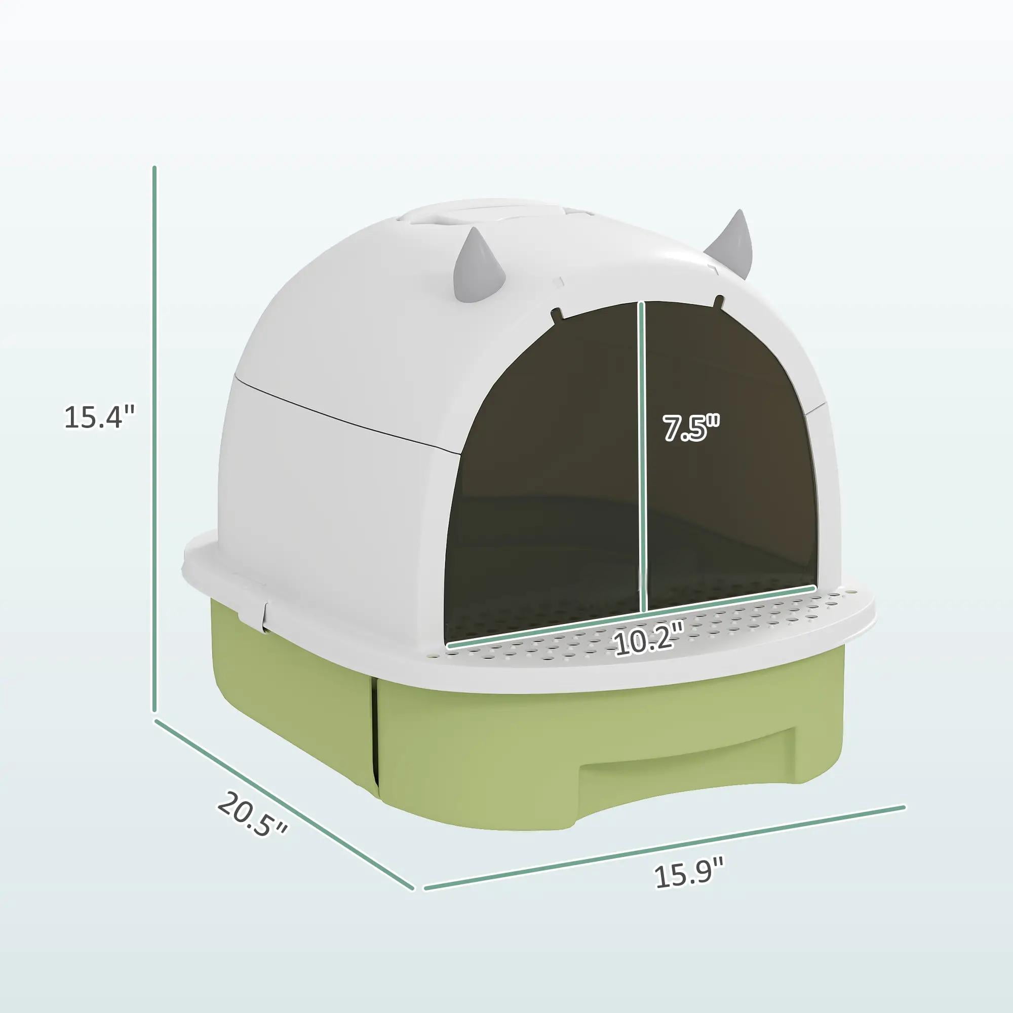Green Covered Cat Litter Box with Lid, Enclosed Litter Box with Drawer, Scoop, Deodorizing Bags, Anti-Tracking Pedal, Portable No Assembly for Cats Under 10 lbs