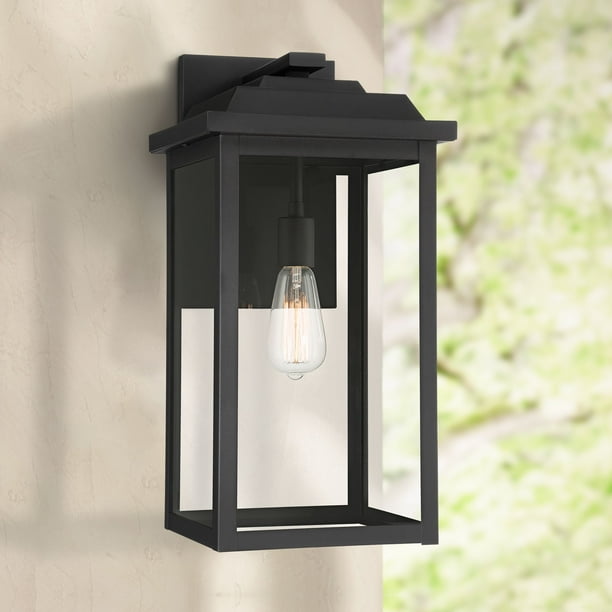 John Timberland Traditional Outdoor Wall Light Fixture Textured Black Metal 20 1 2 Clear Glass Panel Exterior House Porch Patio Com John Timberland Traditional Outdoor, How To Clean Outside Metal Light Fixtures