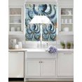 thumbnail image 4 of Ocean Blue Octopus Kitchen Curtains Swag Valance and Tier Curtains Set 24 Inch Length, Summer Watercolor Vintage Coral Rod Pocket Drape Panels Pair Swag Curtain for Bathroom/Cafe/Window, 4 of 6