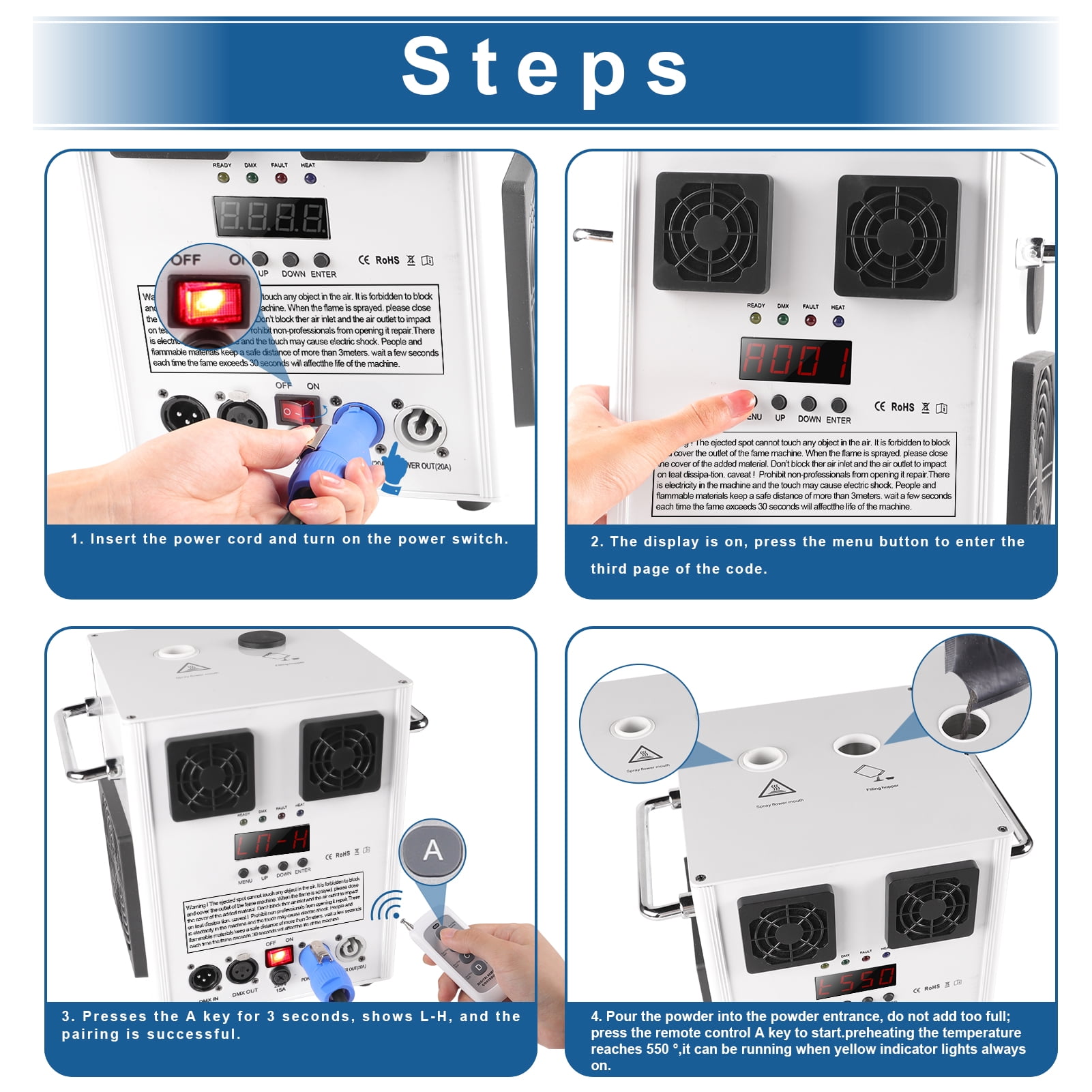 Cold Spark Machine 700W DMX Stage Effect Machine 6.6-16ft for Stage DJ Disco White