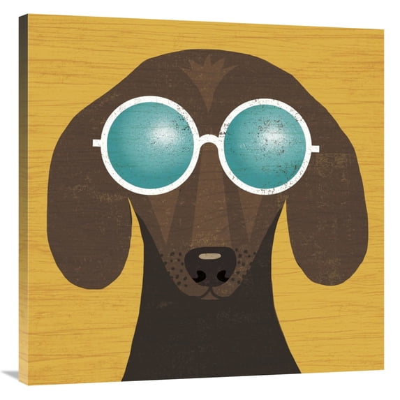 Global Gallery's 'Beach Bums Dachshund I' By Michael Mullan Stretched Canvas Wall Art