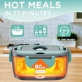 thumbnail image 4 of Aotto Electric Lunch Box Food Heater, 80W Portable Warmer for Car Truck Work with Dual 1.5L Stainless Steel Containers, 12V/24V/110V/220V Heated Lunch Box Suitable for Ideal Driver/Work/Gift, 4 of 7