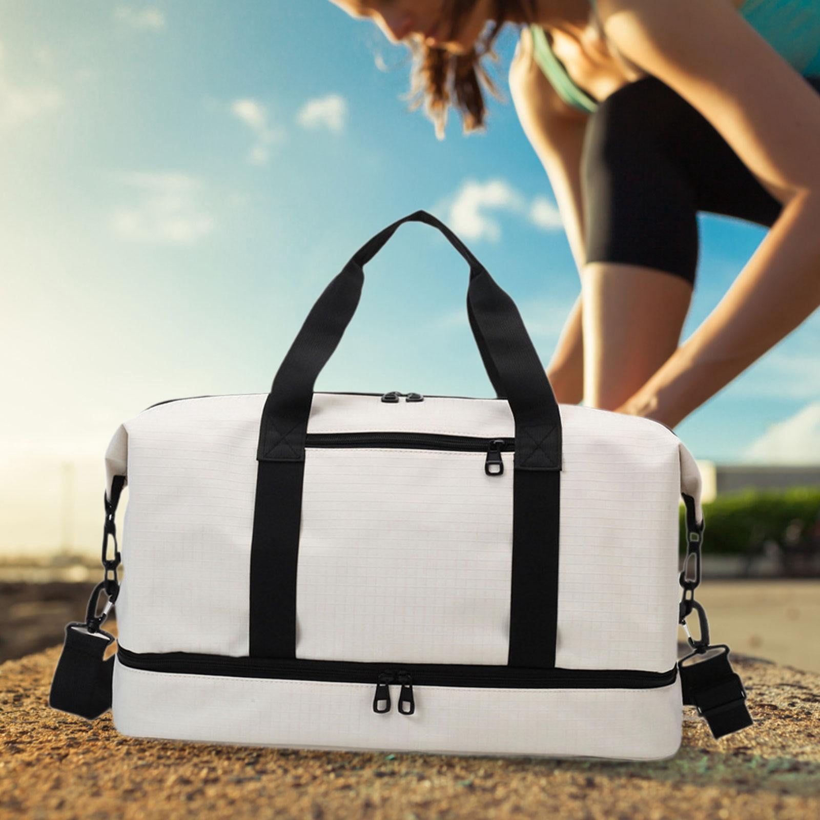 Segolike Airlines Gym Bag Mini Duffel Bag Tote Weekend Bag Personal Item Bag Underseat Carry on Bag for Women Men Holiday Trips Hiking White