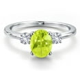 thumbnail image 3 of Gem Stone King 14K White Gold Yellow Lemon Quartz and White Created Sapphire Engagement Ring for Women | 1.36 Cttw | Oval 8X6MM | Gemstone Birthstone | Size 5, 3 of 6