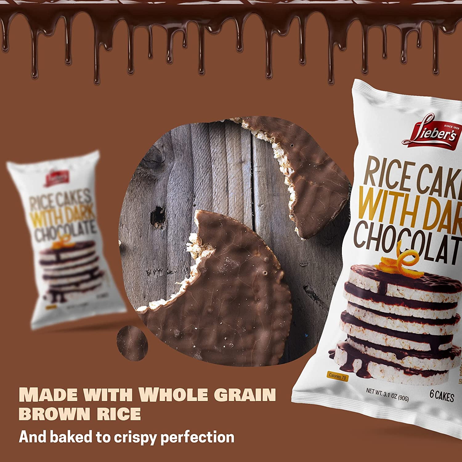 Bakol Rice Cake Dark Chocolate (8 Pack) 3.1 oz