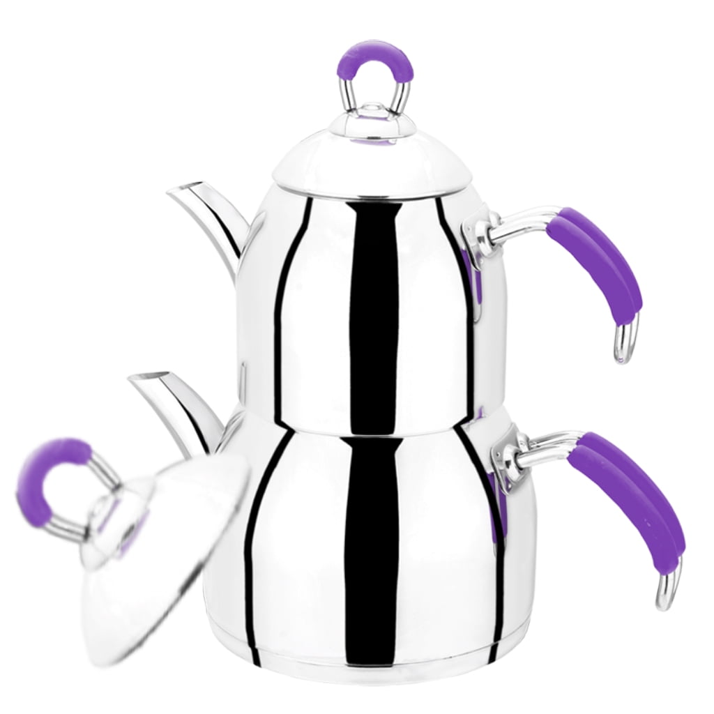 Turkish Tea Pot Set, Stainless Steel Premium Tea Maker Samovar Style