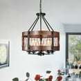 thumbnail image 2 of Warehouse of Tiffany Adelina Rustic Wood 5-Light Pendant, 2 of 2
