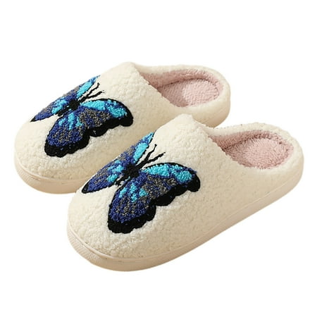 

House Shoes for Women White Fuzzy Slippers Slides for Women Couples Home Casual Comfortable Cotton Slippers For Men And Women Funny Printed Warm Cotton Slippers