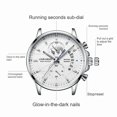 thumbnail image 3 of Men’s Quartz Chronograph Watch, Genuine Leather Strap Wrist Watch, 3ATM Waterproof Luminous Business Dress Watch, 3 of 5