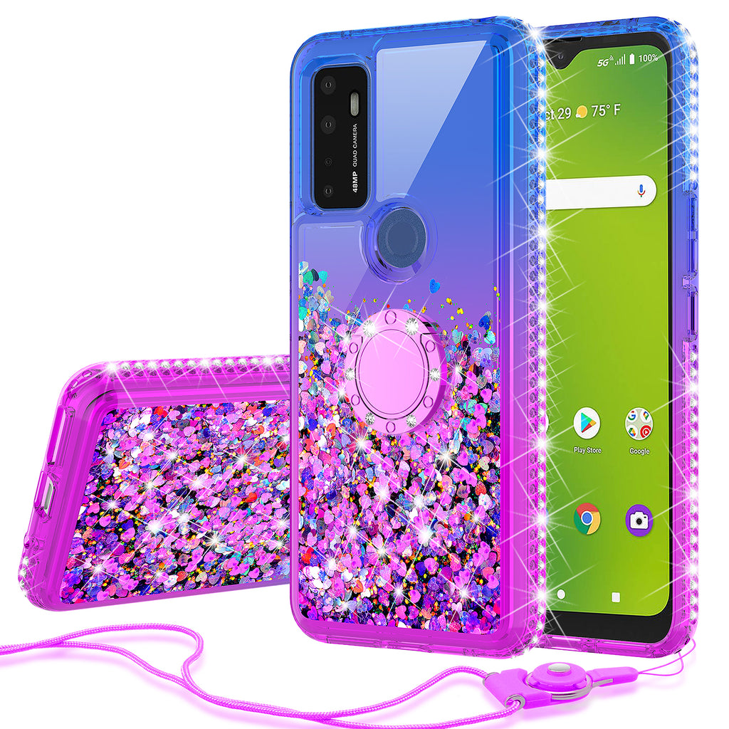 SPYCASE Liquid Glitter Ring Stand Phone Case for Cricket Dream 5G Case