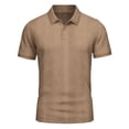 thumbnail image 3 of Namayuj Ribbed Knit Solid Polo Shirts for Men Short Sleeve Tops Slim Fit Casual Breathable Fabric Business Office Wear Khaki XXL, 3 of 8