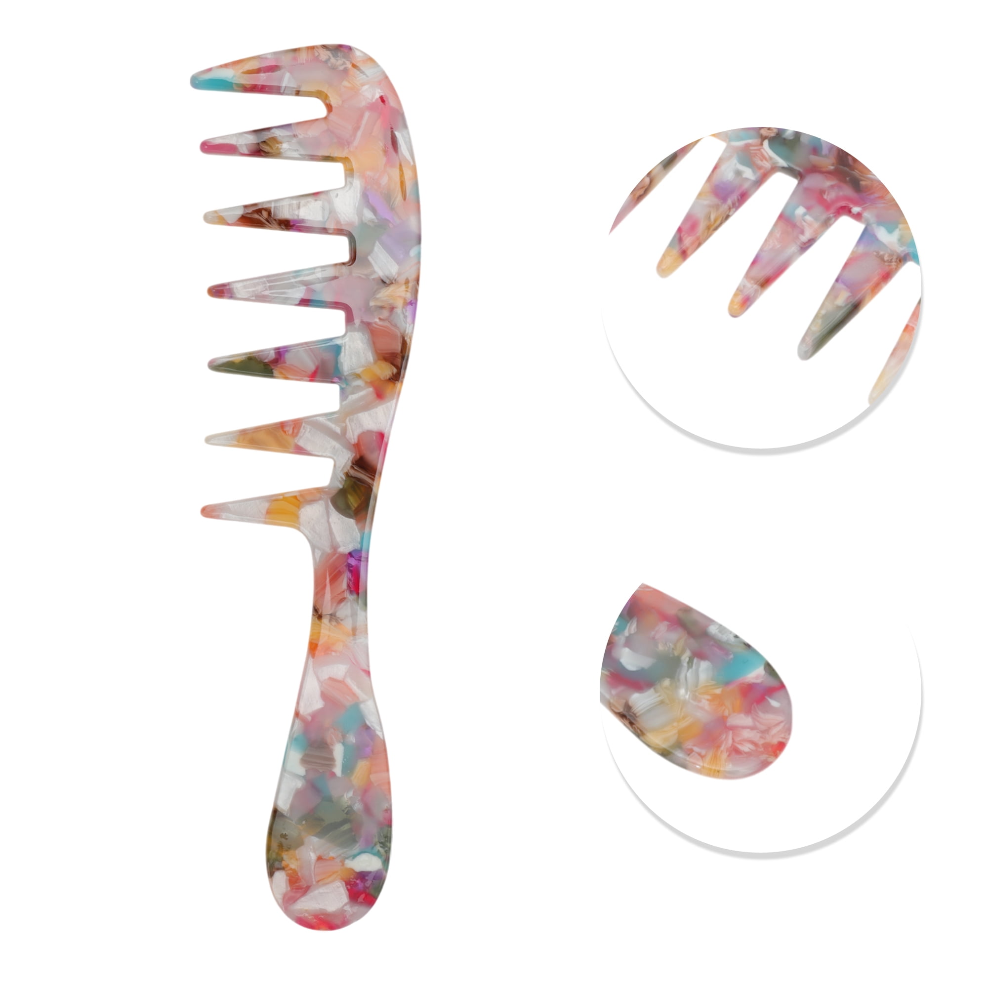 Unique Bargains 1 Pc Long Handle Wide Tooth Comb for All Hair Types Care Colorful